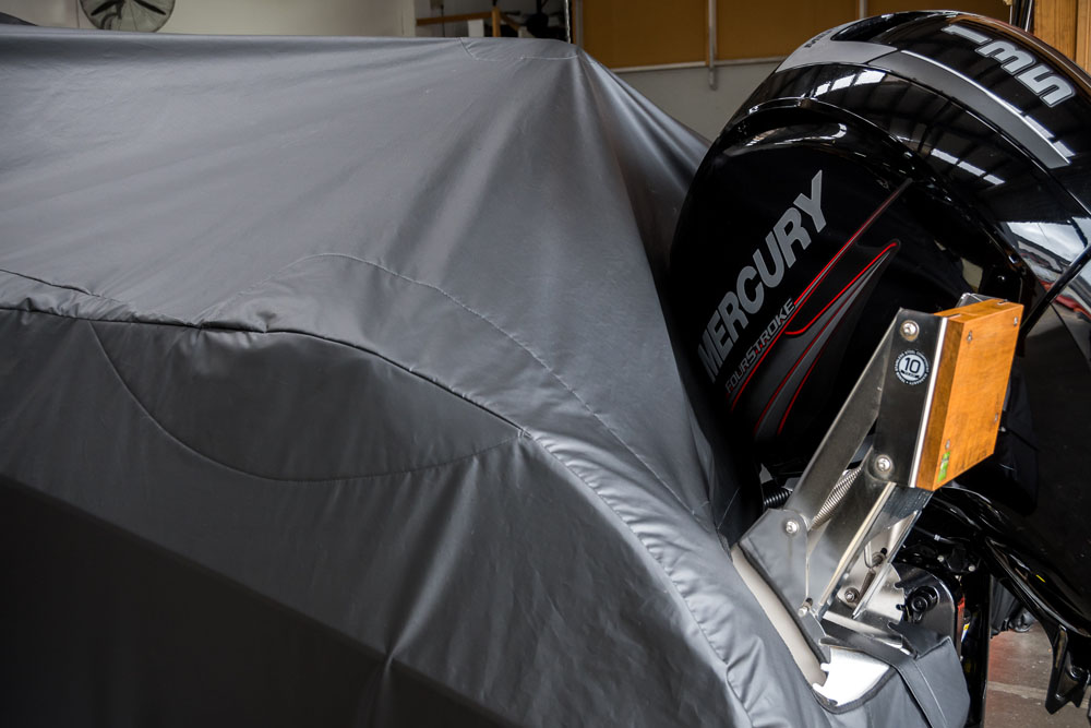 Custom black boat cover